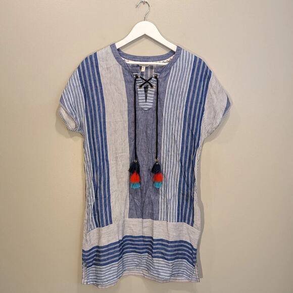 Vineyard Vines Linen Dress Costal Beach Pool Vacation Preppy Chic Style - Size 6 - Picture 1 of 8